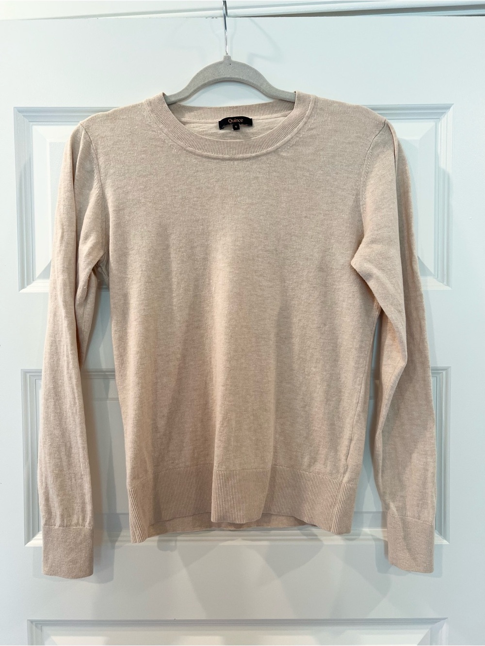 Quince Lightweight Cotton Cashmere Crewneck Sweater Oatmeal S - Picture 5 of 9